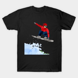 Snowboarder jumping off a cliff. T-Shirt